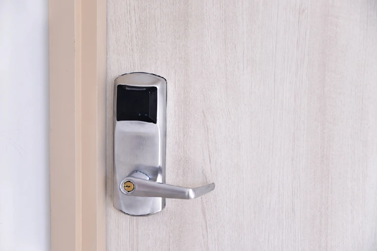 Smart electronic door lock installed for commercial property security