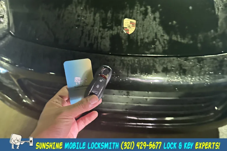 Automotive locksmith near you providing Porsche car key replacement, fob programming, and emergency locksmith services.