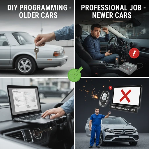 Professional locksmith working on a car key programming, emphasizing that DIY programming often leads to mistakes and is limited to older vehicle models without modern smart key technology.