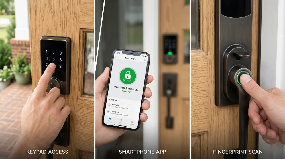Comparison of keypad, smartphone app, and fingerprint smart lock access for Airbnb rentals in Melbourne, FL